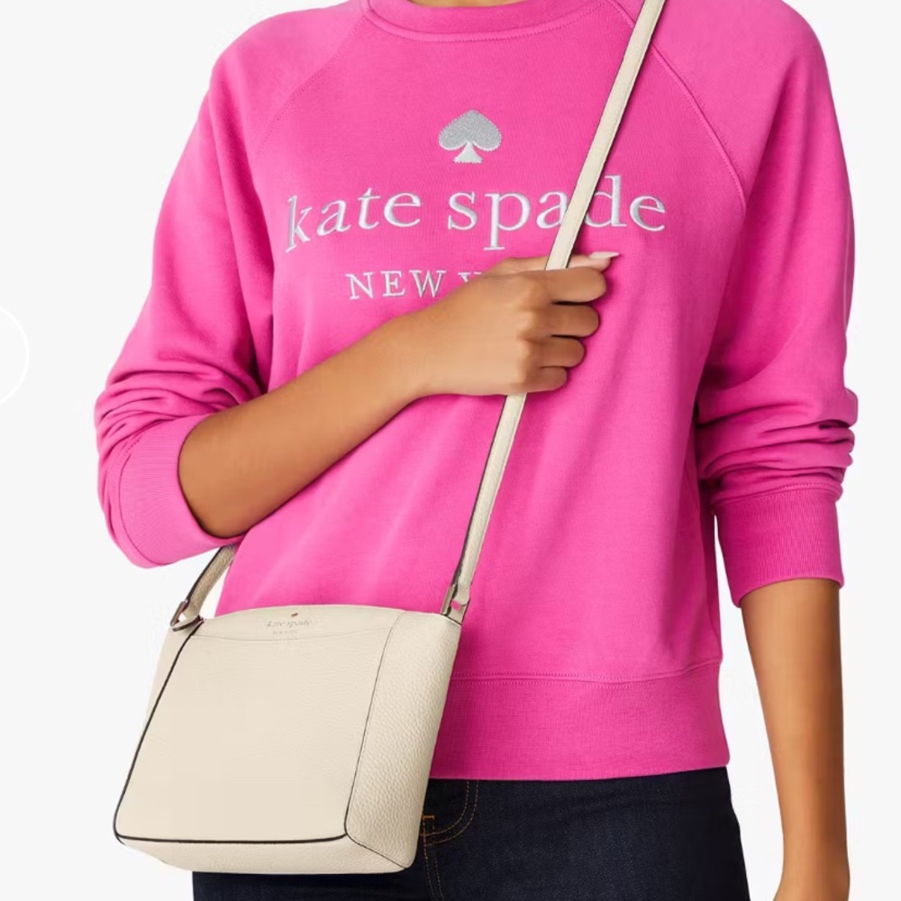 Kate Spade Monica Crossbody pebbled leather Quill Grey dust bag.